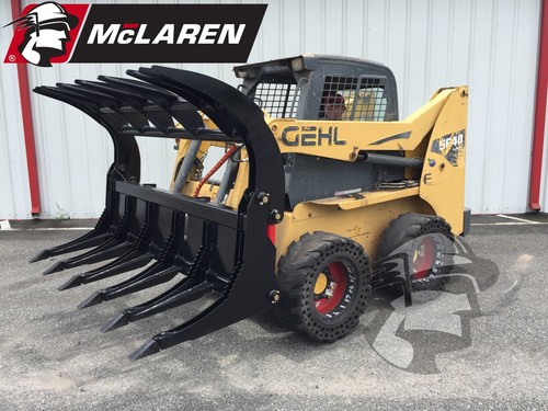 Skid steer root rake grapple - skid,